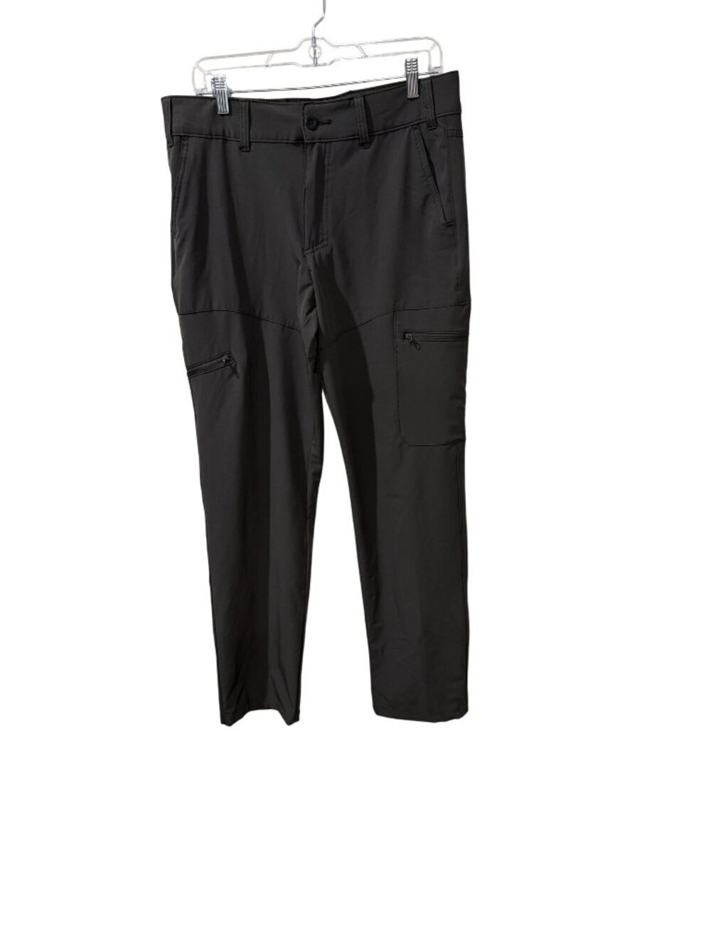 Mens Magellan 30W Black Nylon-Spandex Cargo Pants With Zippered Pockets Lightwei